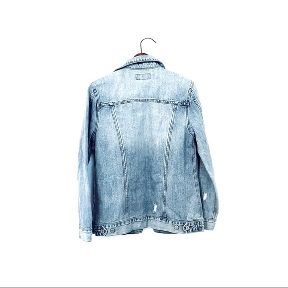 Lucky Brand | oversized distressed tomboy denim trucker jacket - Picture 4 of 4